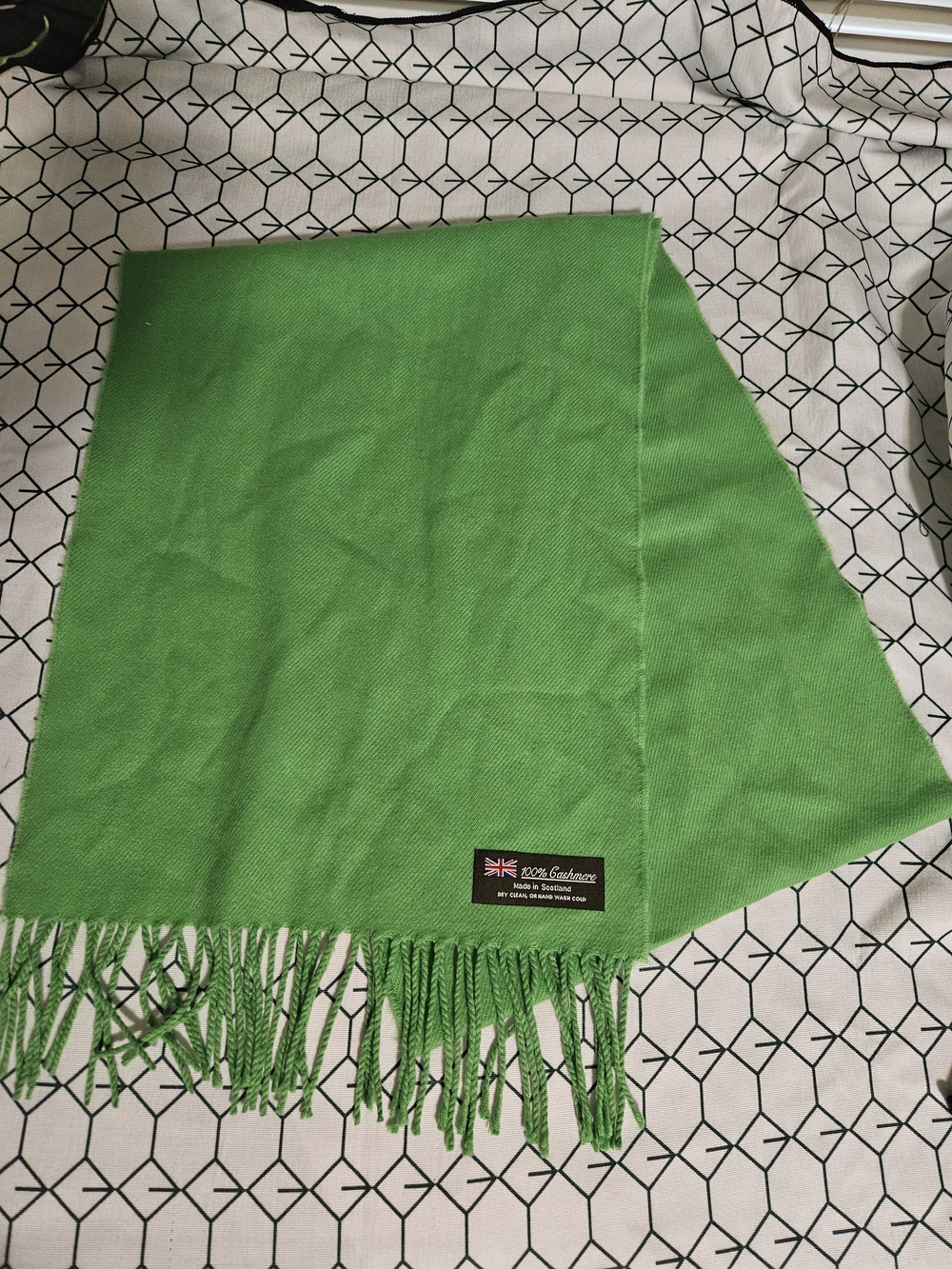 Green 100% Cashmere Scarf - Made In Scotland